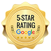 5-star customer rating badge from Google Reviews